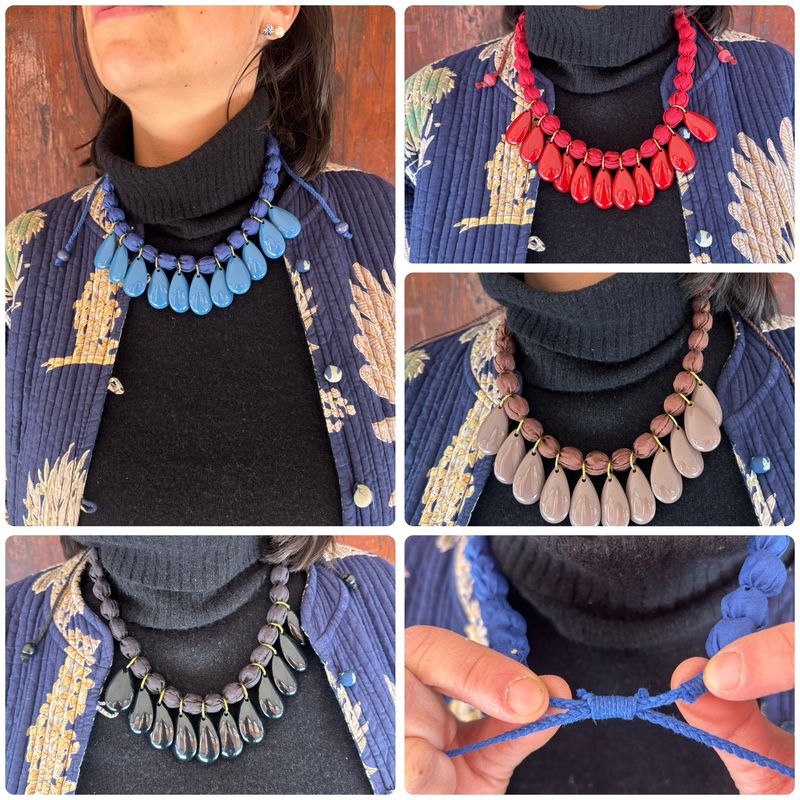 Collana Indonesia Seta e pasta di Vetro