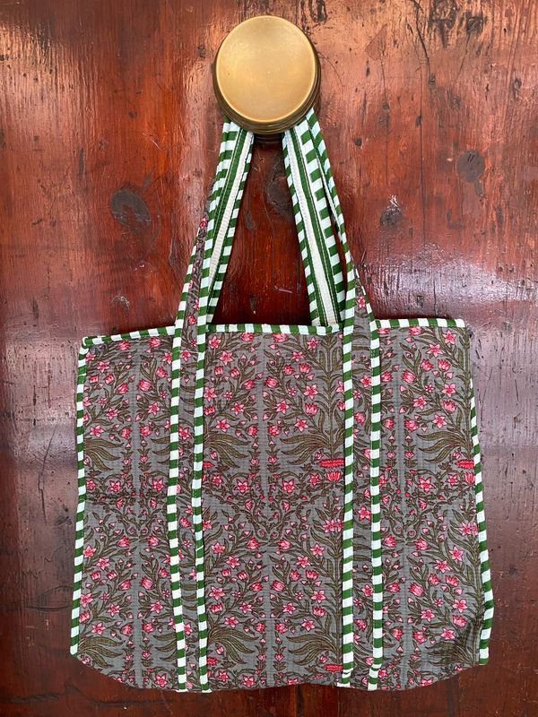 Tote Bag Indiane Ramage fondo Grigio