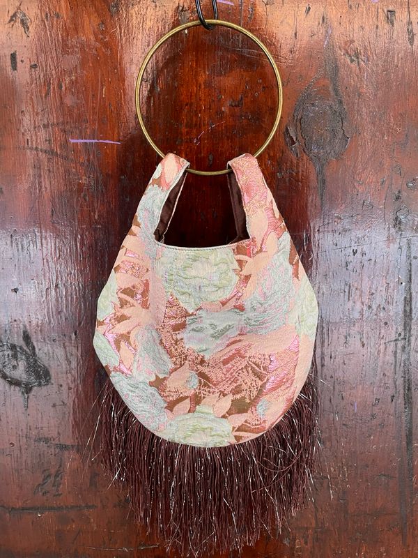 Borsetta Lola Fiori Rosa Frangia Marrone