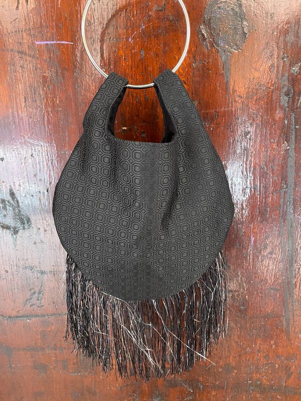 Borsetta Lola Nera rombini Frangia Nera lurex
