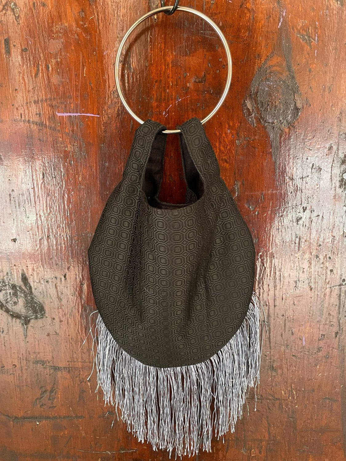 Borsetta Lola Nera rombini Frangia Argento