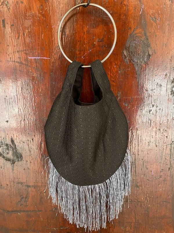 Borsetta Lola Nera rombini Frangia Argento
