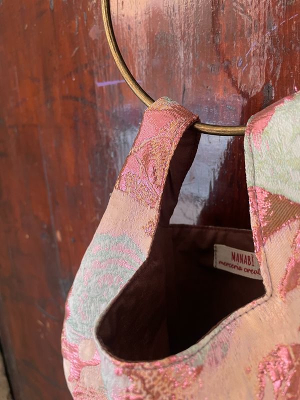 Borsetta Lola Fiori Rosa Frangia  Sabbia
