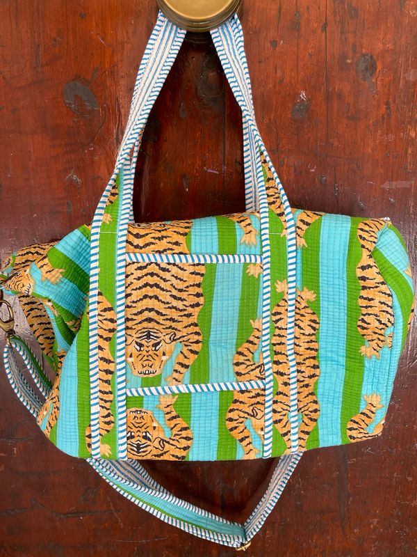 Duffle Bag Indiano Tigre Righe Turchese/Verde