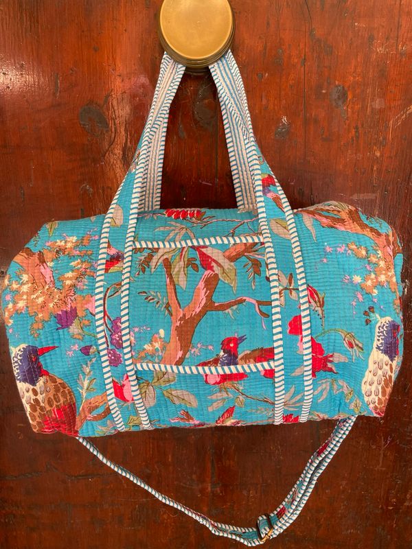 Duffle Bag Indiano pappagalli fondo Turchese