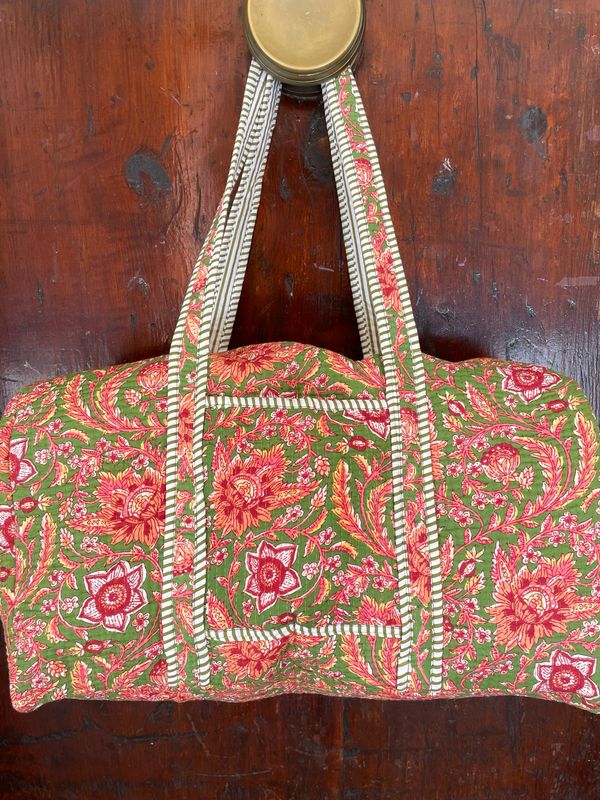 Duffle Bag Indiano fuori Rosa e bordeaux fondo Verde olivia