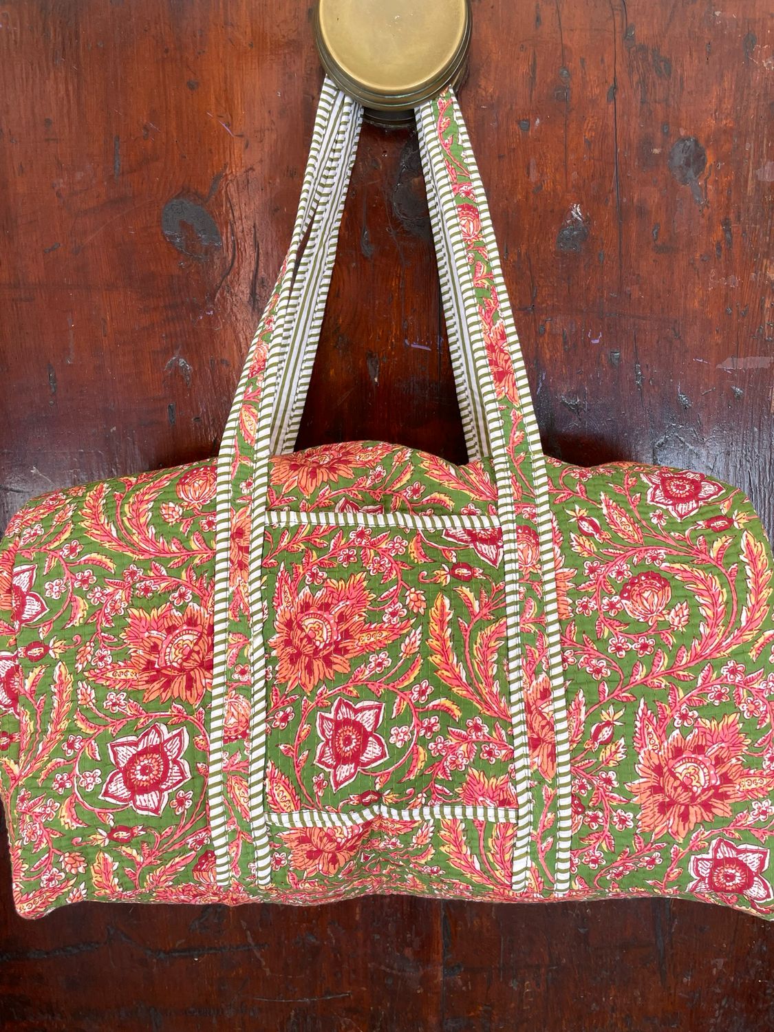 Duffle Bag Indiano fuori Rosa e bordeaux fondo Verde olivia