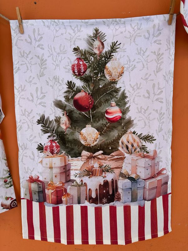 Strofinacci Natale Christmas Day Vintage-set di due
