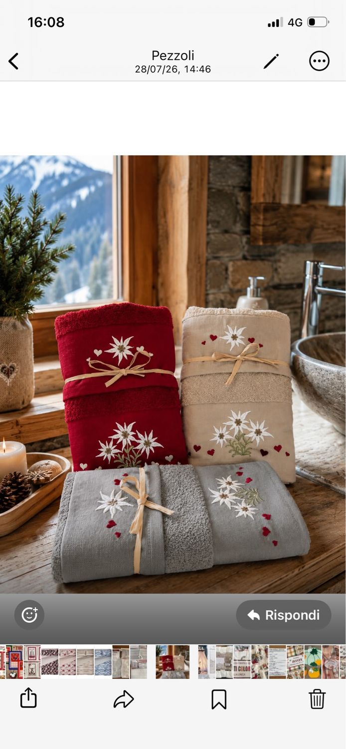 Asciugamano e Ospite Stelle Alpine Rosso