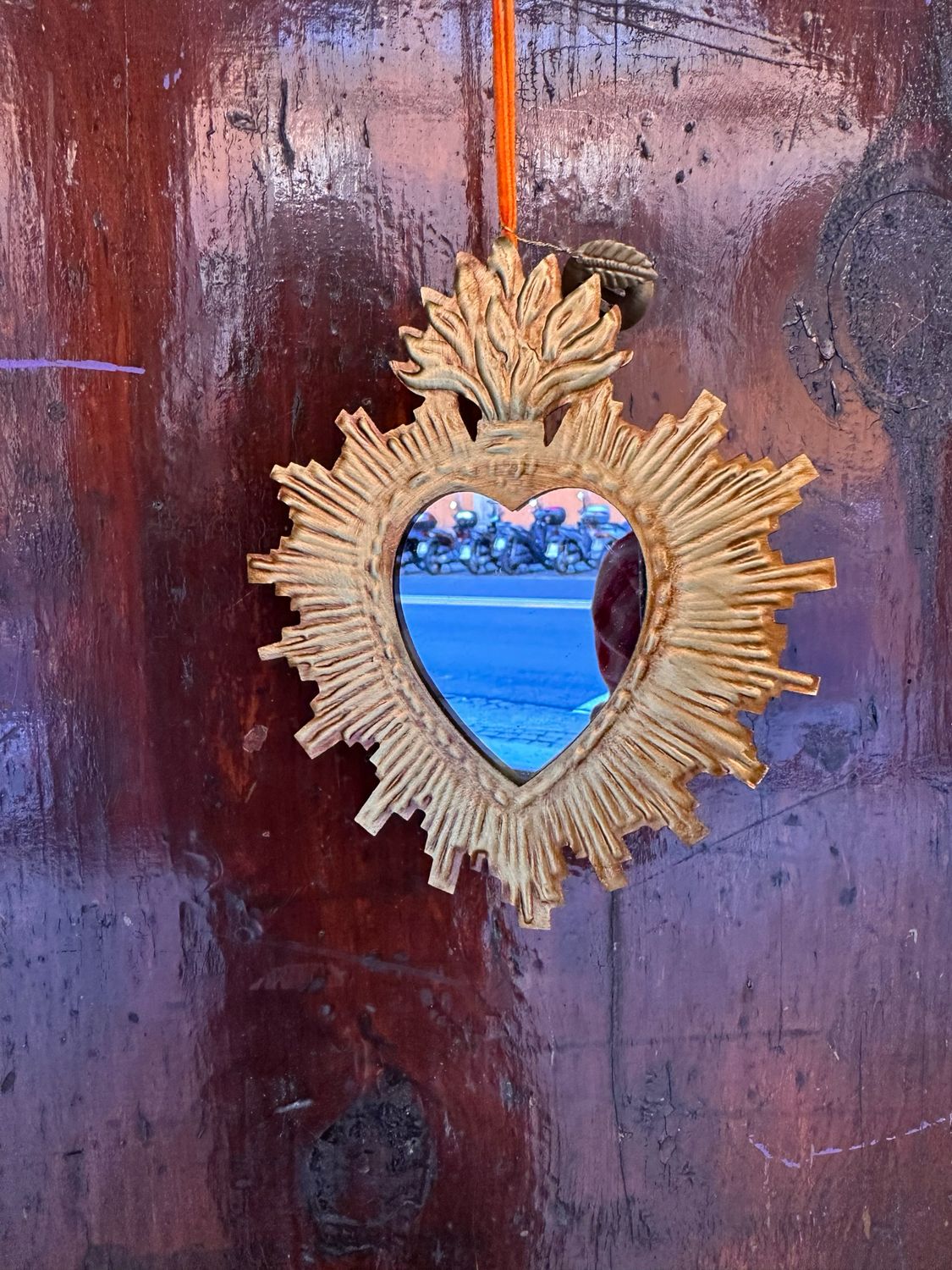 Specchio Cuore Sacro Fiamma Corta grande e piccolo