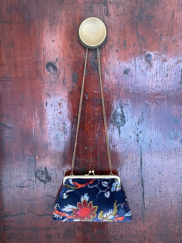 Borsa Clic Clac Velluto Indiano Media Blu Notte