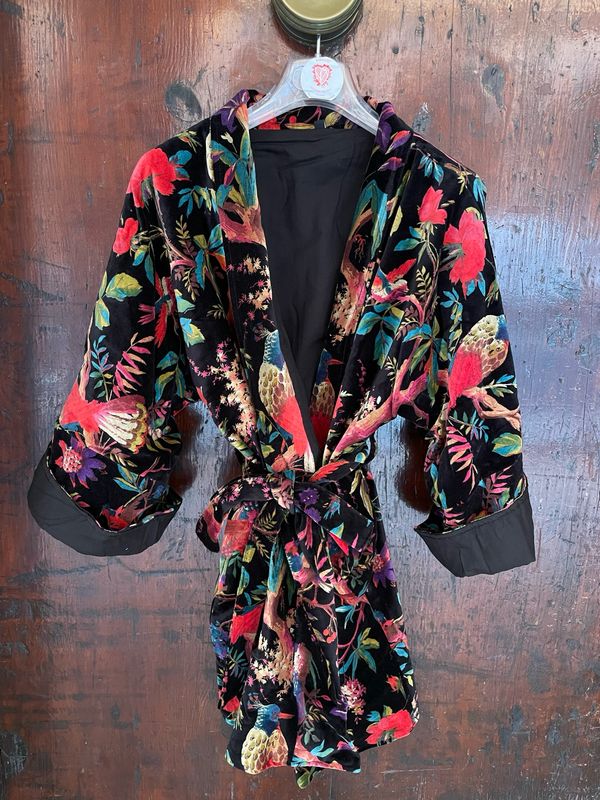 Kimono in Velluto Indiano Nero