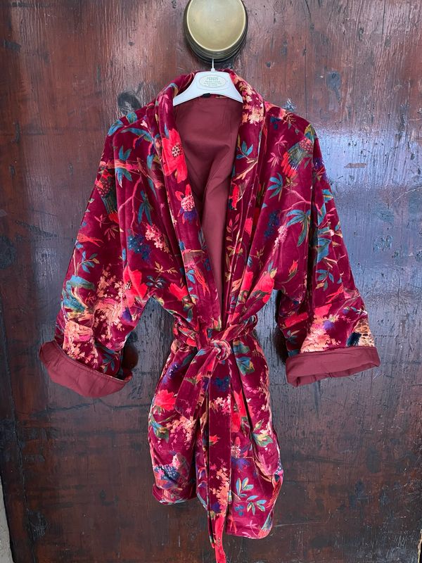 Kimono in Velluto Indiano Bordeaux