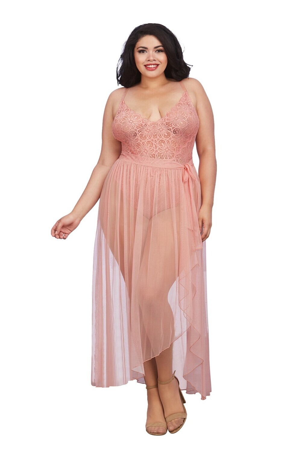 10996-1X VINTAGE ROSE TEDDY AND SKIRT 1X