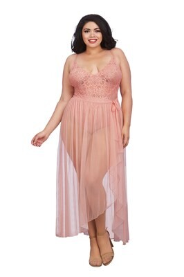 10996-1X VINTAGE ROSE TEDDY AND SKIRT 1X