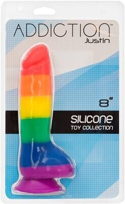 ADDICTION 100% SILICONE JUSTIN 8" RAINBOW