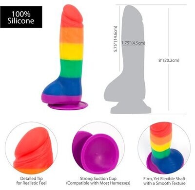 ADDICTION 100% SILICONE JUSTIN 8" RAINBOW