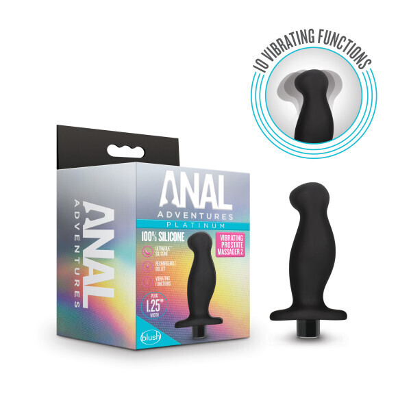 ANAL ADVENTURES PLATINUM SILICONE VIBRTAING PROSTATE MASSAGER 02 BLACK