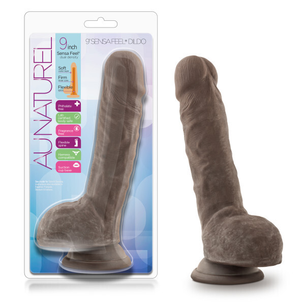 AU NATRUEL 9" SENSA FEEL DILDO CHOCOLATE