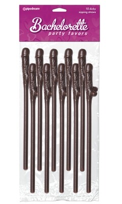 BACHELORETTE CHOCOLATE DICKY SIPPING STRAWS 10PK