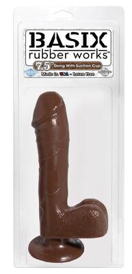 BASIX RUBBER WORKS 7.5" DONG WITH SUCTION CUP BROWN