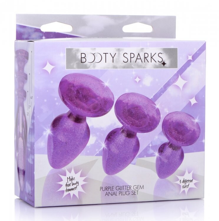 BOOTY SPARKS GLITTER GEM ANAL PLUG SET PURP