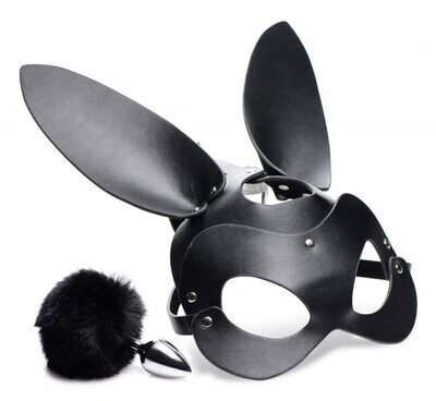 BUNNY TAIL ANAL PLUG AND MASK SET