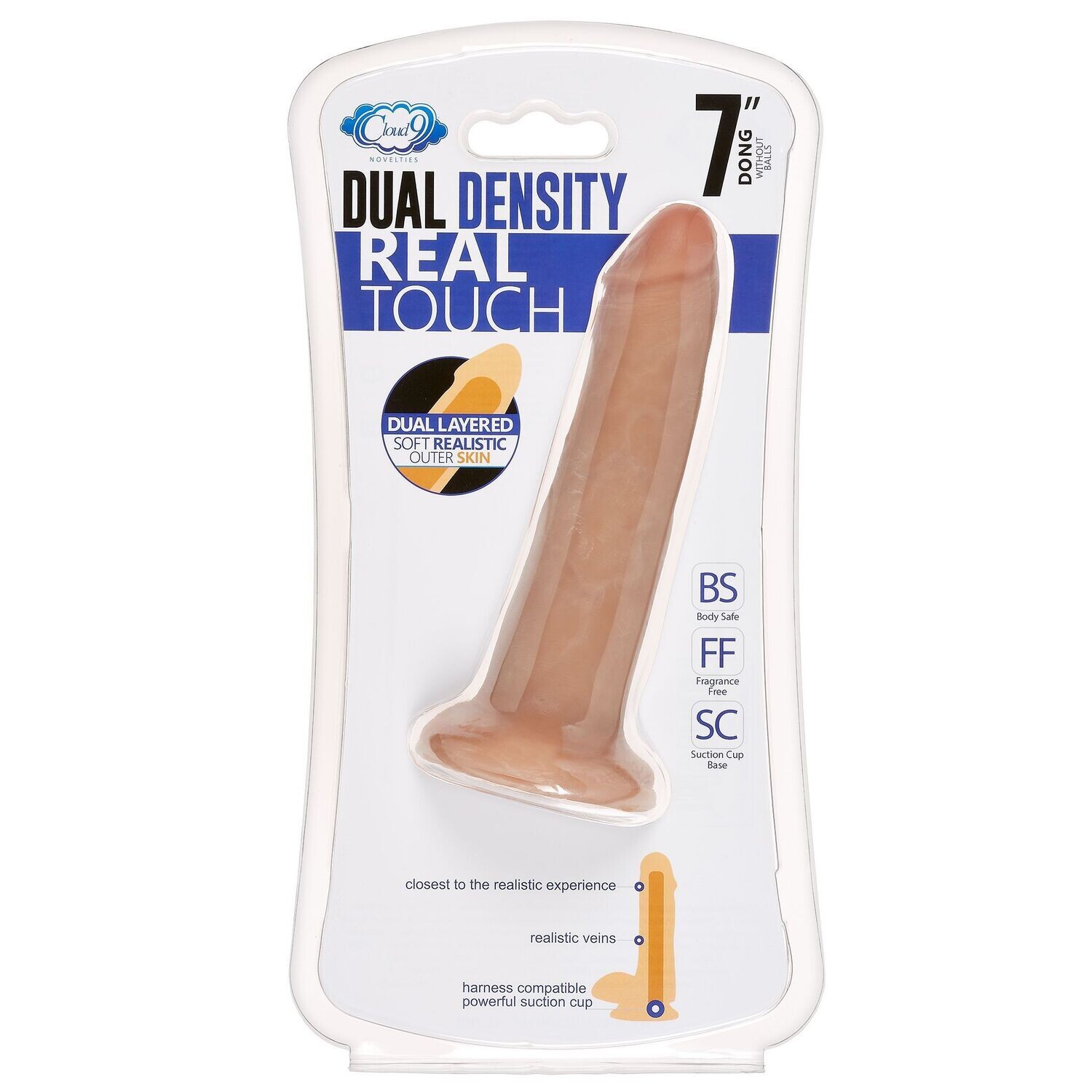 CLOUD 9 DUAL DENSITY TOUCH 7" DILDO W/ BALLS TAN