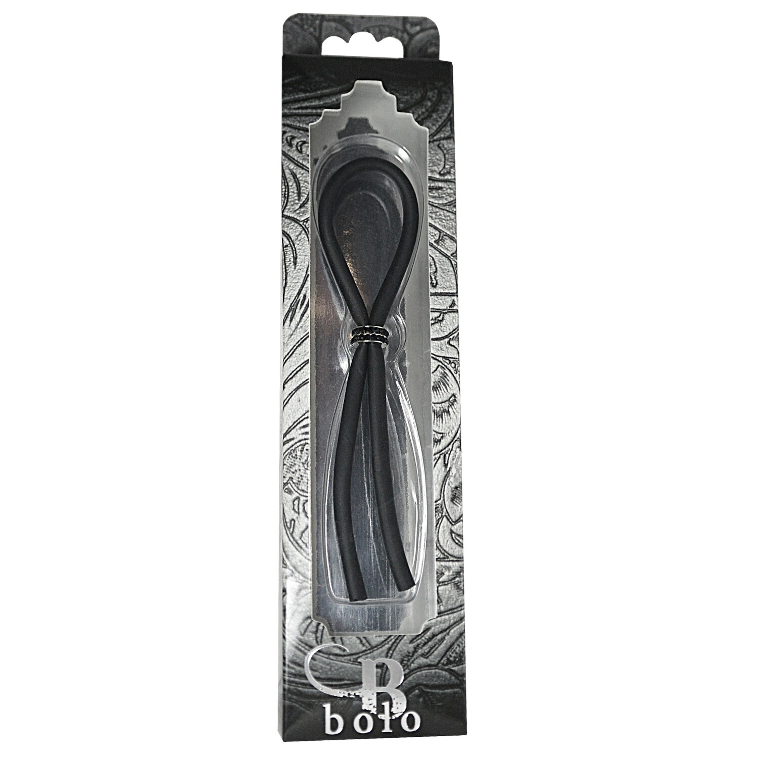C RING LASSO BLK GEMS BEAD SILICONE BLK