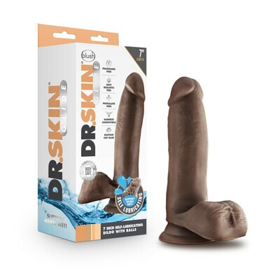 DR. SKIN GLIDE 7" SELF LUBRICATING DILDO CHOCOLATE