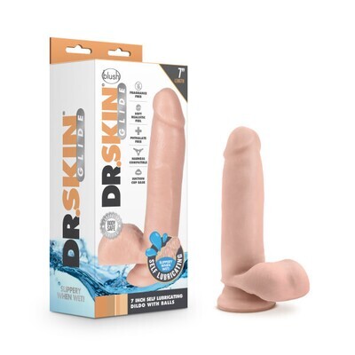 DR. SKIN GLIDE 7" SELF LUBRICATING DILDO WITH BALLS