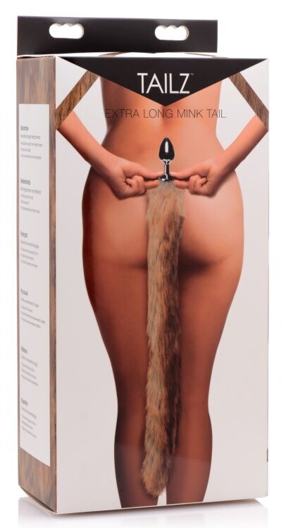 EXTRA LONG MINK TAIL METAL ANAL PLUG