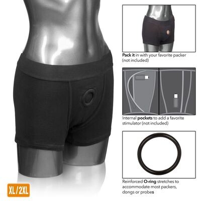 PACKER GEAR BLACK BOXER BRIEF HARNESS XL/2XL