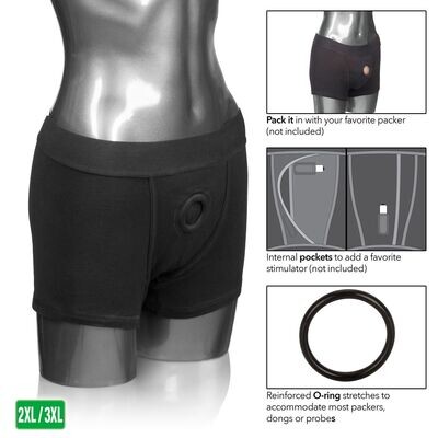 PACKER GEAR BLK BOXER BRIEF HARNESS 2X/3X