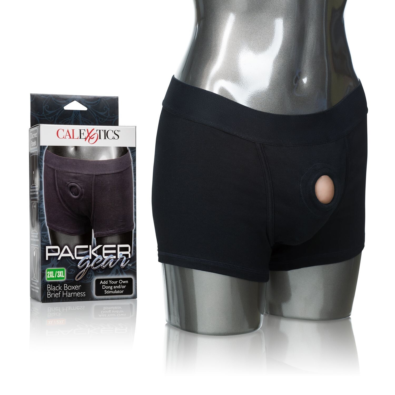 PACKER GEAR BLK BOXER BRIEF HARNESS 2X/3X