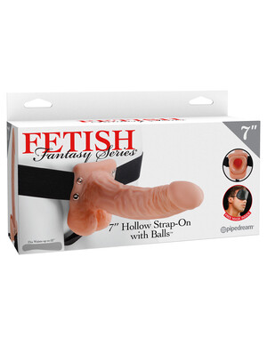 FETISH FANTASY 7" HOLLOW STRAP ON WITH BALLS 