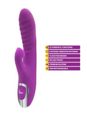 FRENZY RABBIT VIBE WITH CLITORAL SUCTION BERRY