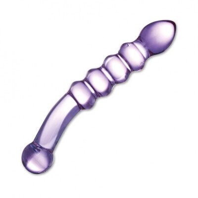 GLAS PURPLE RAIN RIBBED DILDO
