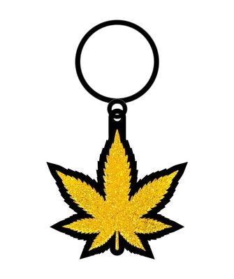 GOLD GLITTER LEAF KEYCHAIN