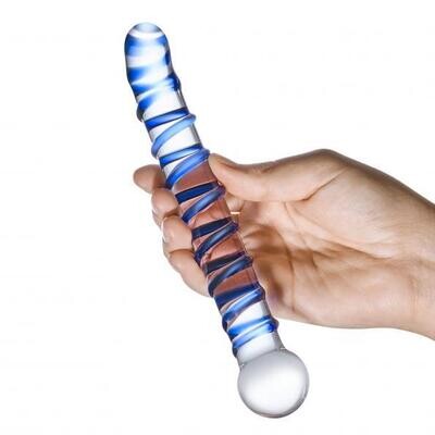GLAS MR. SWIRLY 6.5" G SPOT GLASS DILDO