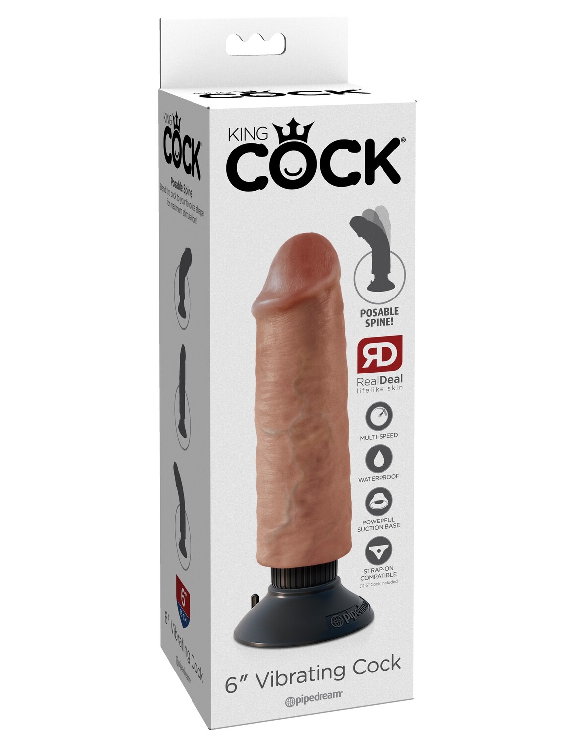 KING COCK 6" VIBRATING TAN