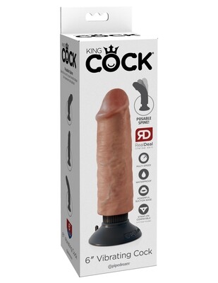 KING COCK 6" VIBRATING TAN