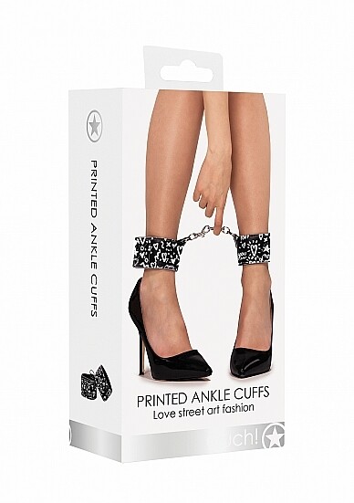LOVE STREET ART FASHION PRINTED ANKLE CUFFS BLK