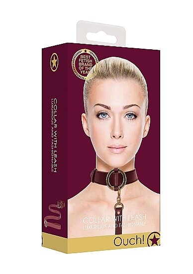 OUCH HALO COLLAR WITH LEASH BURGUNDY