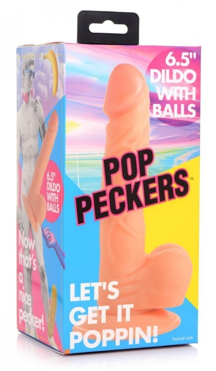 POP PECKERS 6.5" DILDO WITH BALLS LIGHT