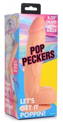 POP PECKERS 8.25" DILDO WITH BALLS LIGHT