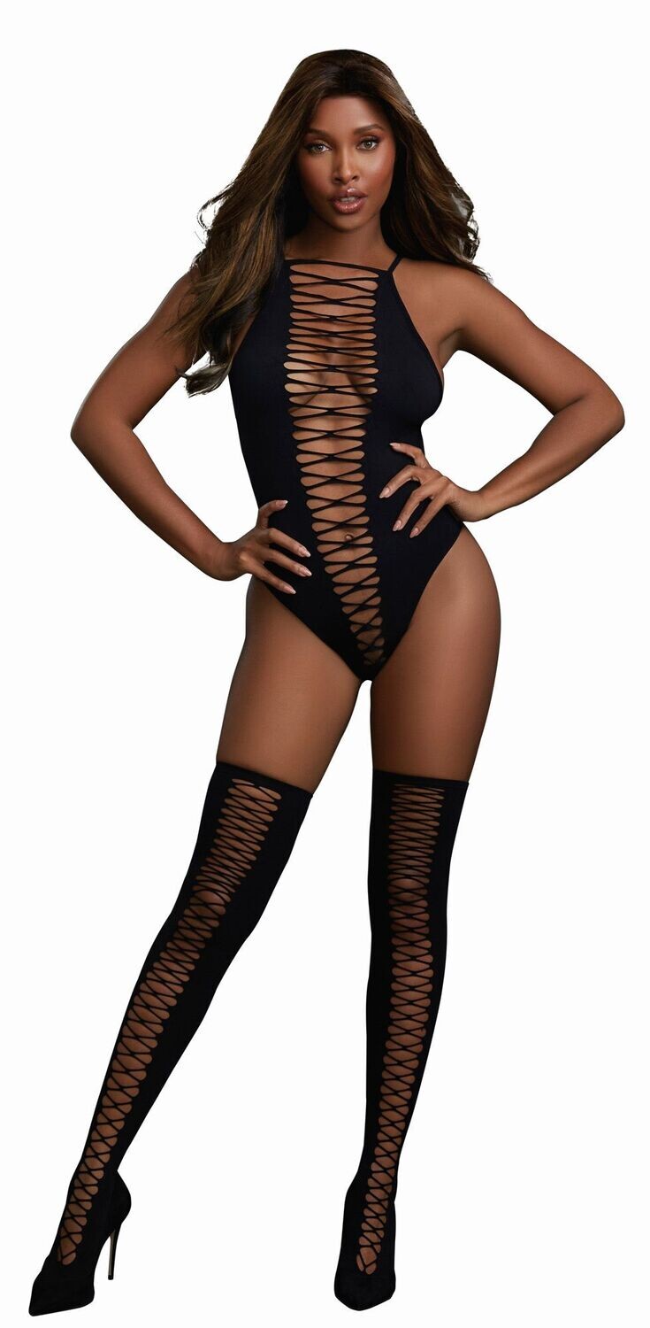 0313 BLK TEDDY AND STOCKINGS