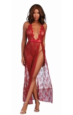 10460L GOWN AND GSTRING RED