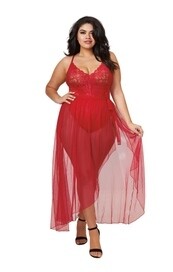 10996-3X RED TEDDY AND SKIRT