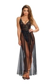 10996L BLACK TEDDY AND SKIRT LARGE